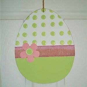 NEW Easter egg green polka dot flower hanging decoration 12.5” x 10”